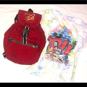 Disney XL Women’s tshirt and red book bag